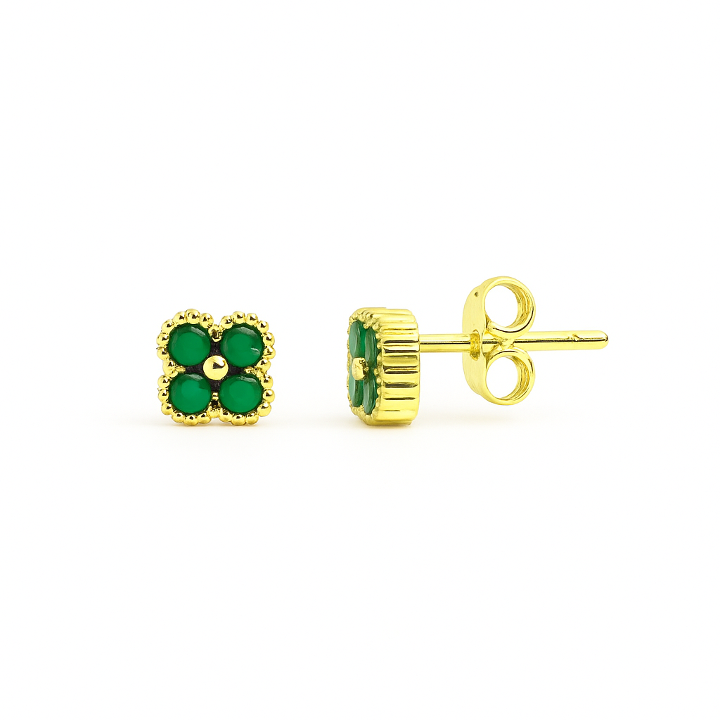 21550 Leaf Clover Crystal Green Earrings